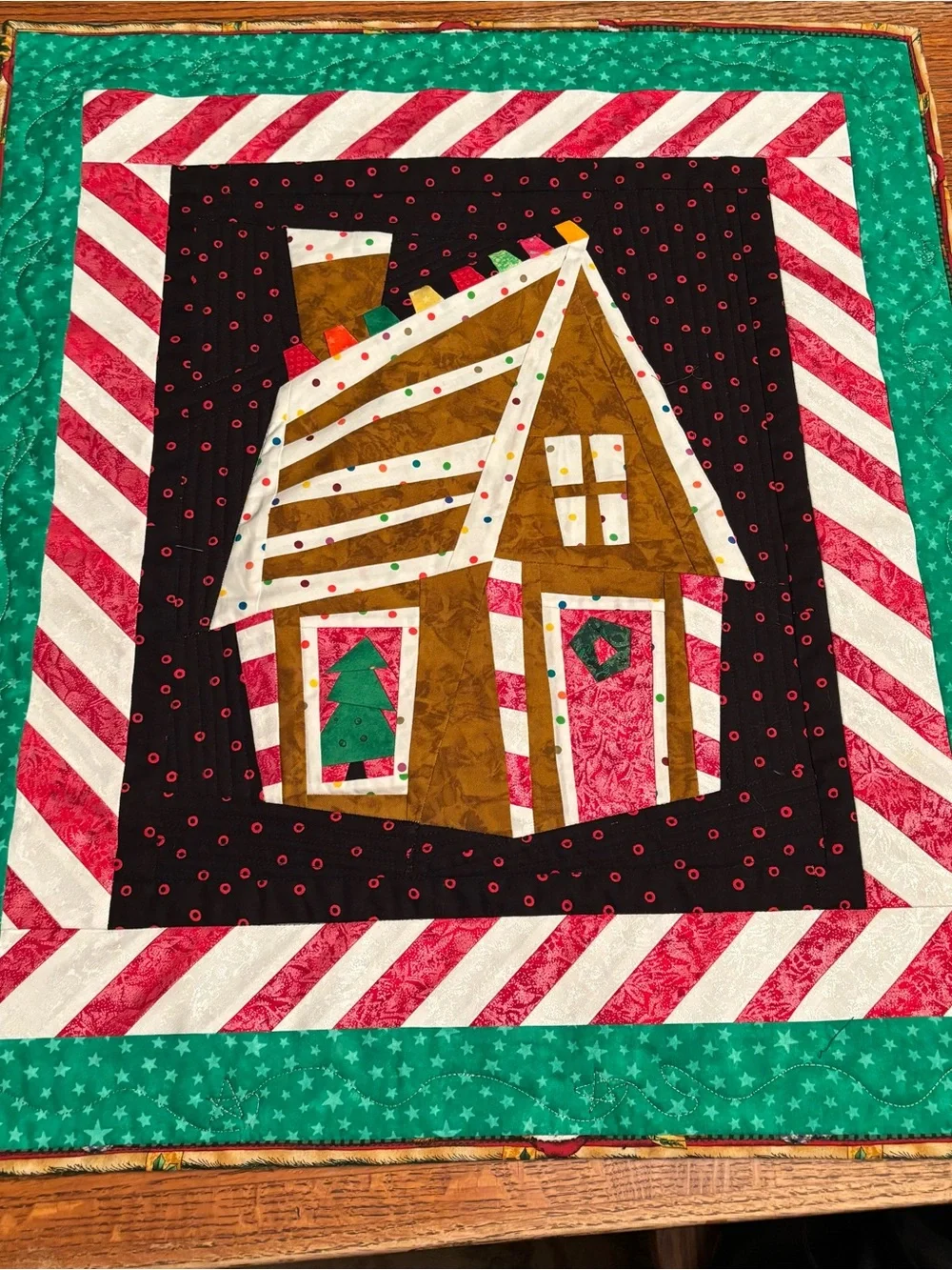 Handmade Holiday Gingerbread House Table Topper or Wall Hanging
